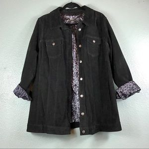 Dennis Basso Washable Black Suede Jacket Woman 2X